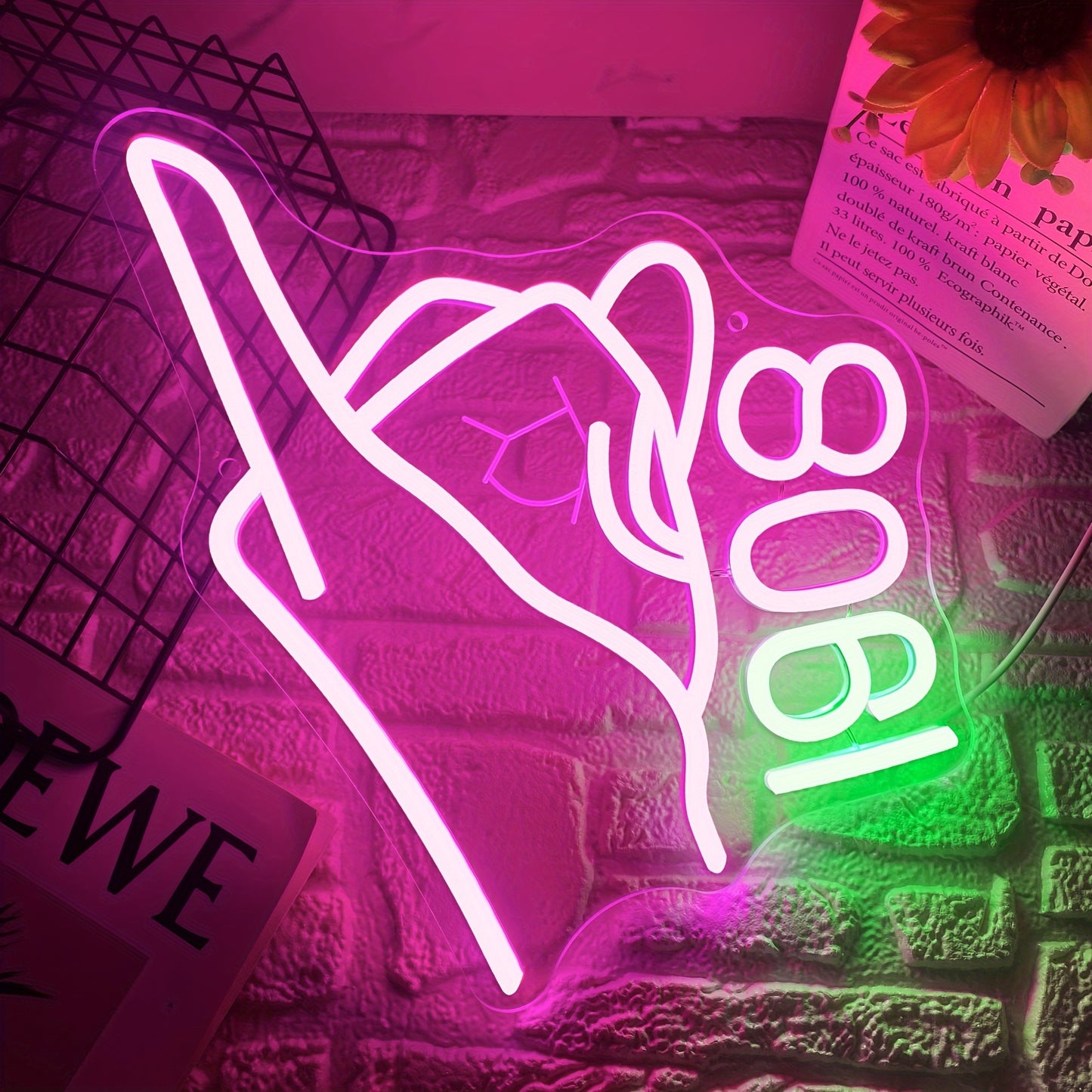 AKA Sorority Neon Hand Gesture Sign, USB Powered Plastic Wall Hanging Neon Light with Dimmable Switch, Multipurpose Paraphernalia Gift for Women, Party Decorative Lighting Without Battery