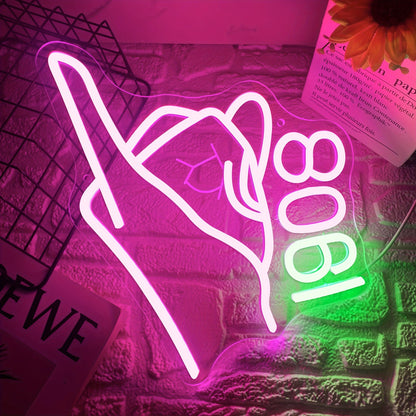 AKA Sorority Neon Hand Gesture Sign, USB Powered Plastic Wall Hanging Neon Light with Dimmable Switch, Multipurpose Paraphernalia Gift for Women, Party Decorative Lighting Without Battery