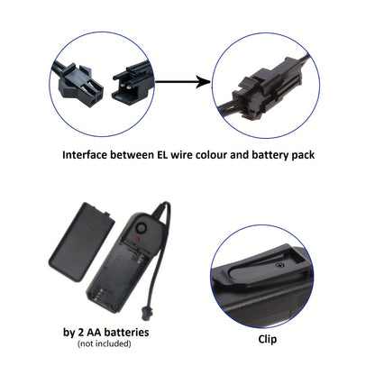 1 Set 5m/16.4ft Vibrant Neon Rope Lights - DIY Decorative Lighting with 360° Illumination, EL Wire, Battery Pack - Perfect for Festival, Halloween, Christmas, Party Decoration