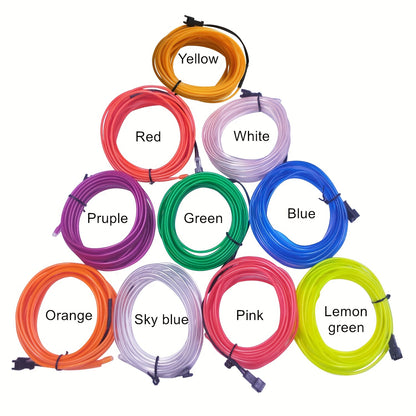 1 Set 5m/16.4ft Vibrant Neon Rope Lights - DIY Decorative Lighting with 360° Illumination, EL Wire, Battery Pack - Perfect for Festival, Halloween, Christmas, Party Decoration