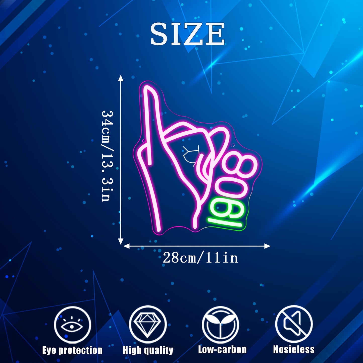 AKA Sorority Neon Hand Gesture Sign, USB Powered Plastic Wall Hanging Neon Light with Dimmable Switch, Multipurpose Paraphernalia Gift for Women, Party Decorative Lighting Without Battery