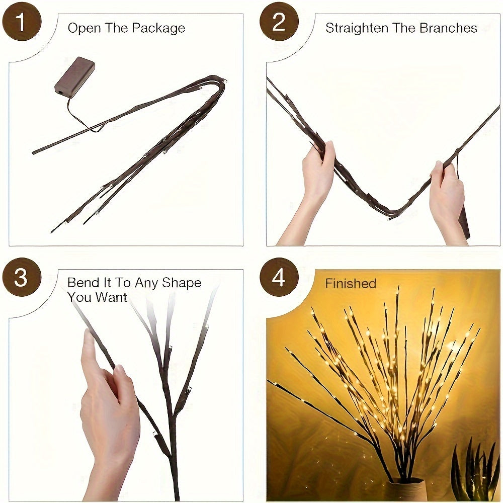 1pc, 20 LED Branch Lights - Interior Decorative Lighting For Weddings, Birthdays And Christmas - Fairy Lights With Branch Design