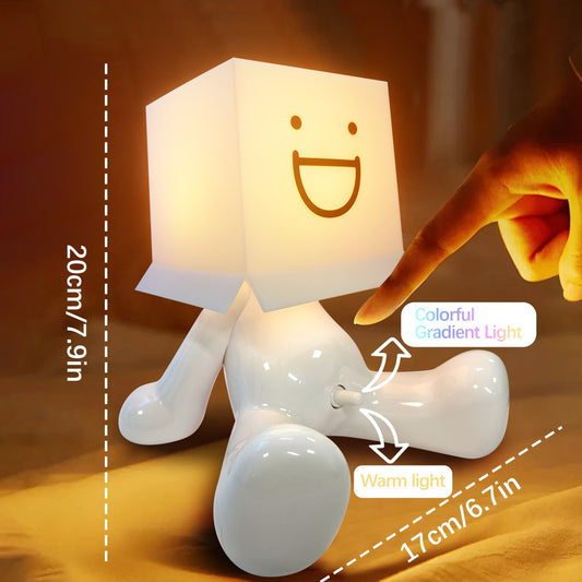 Artistic Expression Table Lamp with USB Charging, RGB Color-Changing LED Light, Adjustable Warm Ambiance, Button Control, Non-Waterproof Indoor Decorative Lighting, No Battery Needed, Unique Home Decor for Various Rooms, Idea