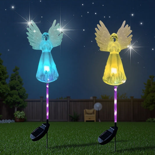 2/4Packs Solar Angel Lights - Color-Changing, Solar-Powered, Waterproof, Decorative Lighting For Grave Memorial, Garden, Backyard, Pathway - Durable, Easy-to-Install, Energy-Efficient, Easter, Christmas, Halloween Outdoor Dec