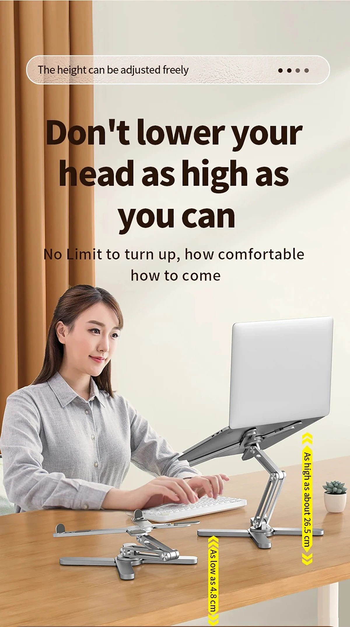 Suport Laptop Pliabil 360° – Aluminiu, Reglabil, Portabil și cu Răcire Deschisă