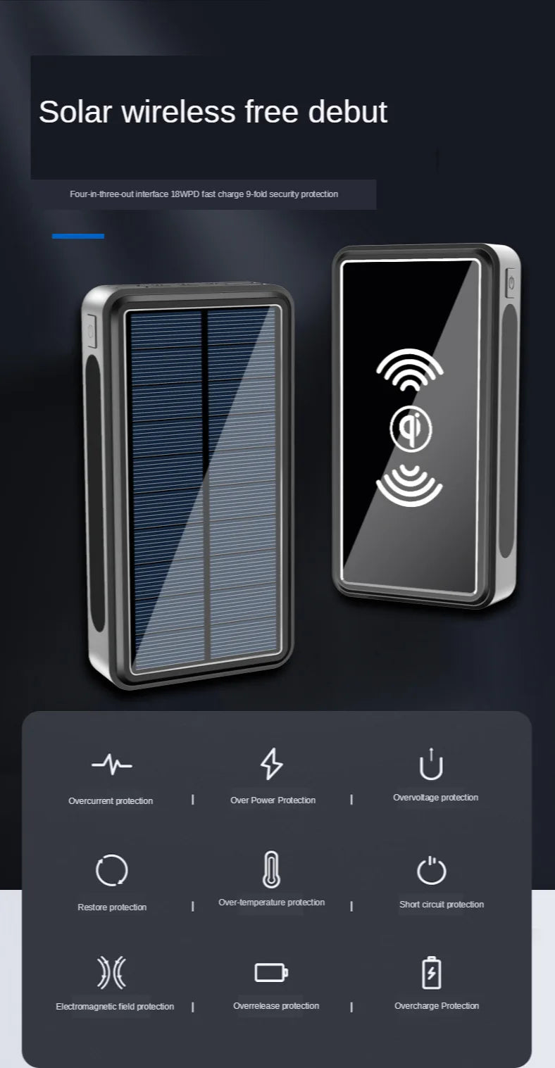 30000 MAh 100000mah 50000mah Creative BCAK Wireless Universal Power Bank  Solar Universal Power Bank  Large Capacity Universal P