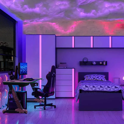 Lumină LED 3D „Cloud Lightning” – 32ft, Bluetooth, Voice Control & Telecomandă