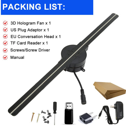 3D Hologram Fan 42CM – Proiector Holografic WiFi, Ideal pentru Store Display & Party