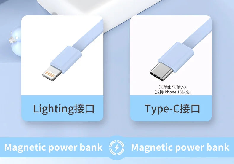 2025 New Magnetic Power Bank Three-In-One 20,000 Mah Self-Contained Cable Super Fast Charging Portable Magsafe Power Bank