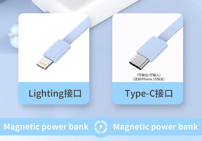 2025 New Magnetic Power Bank Three-In-One 20,000 Mah Self-Contained Cable Super Fast Charging Portable Magsafe Power Bank