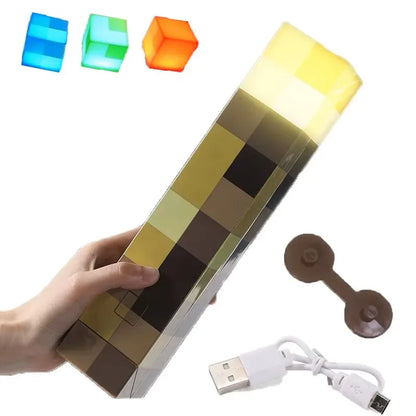 Lampă LED Minecraft – Lanternă USB Reîncărcabilă, Cadou Perfect pentru Copii