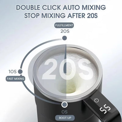 Cana Electrică cu Amestecare Automată – 380ML, Magnetică, Food-Safe, USB