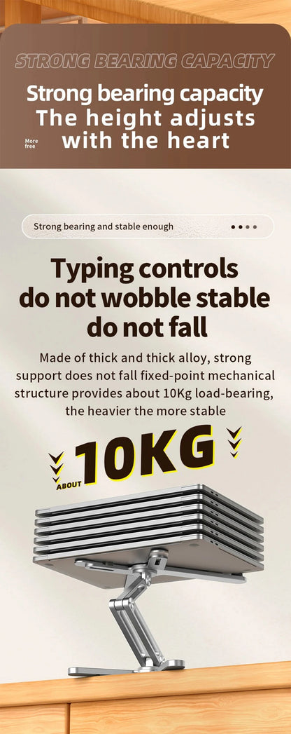 Suport Laptop Pliabil 360° – Aluminiu, Reglabil, Portabil și cu Răcire Deschisă