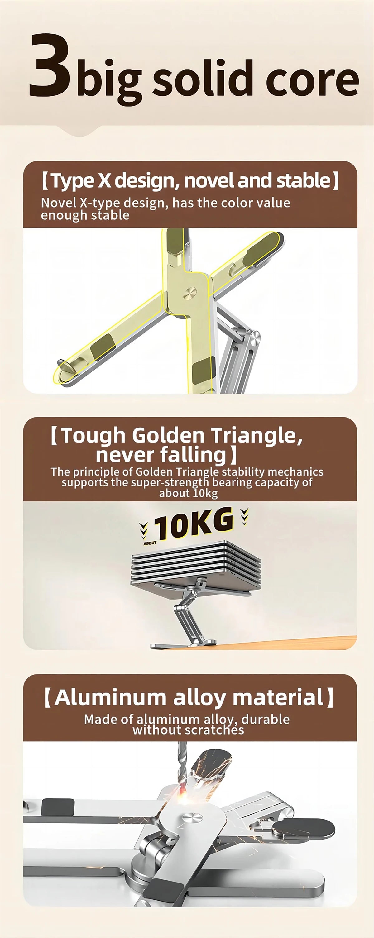 Suport Laptop Pliabil 360° – Aluminiu, Reglabil, Portabil și cu Răcire Deschisă