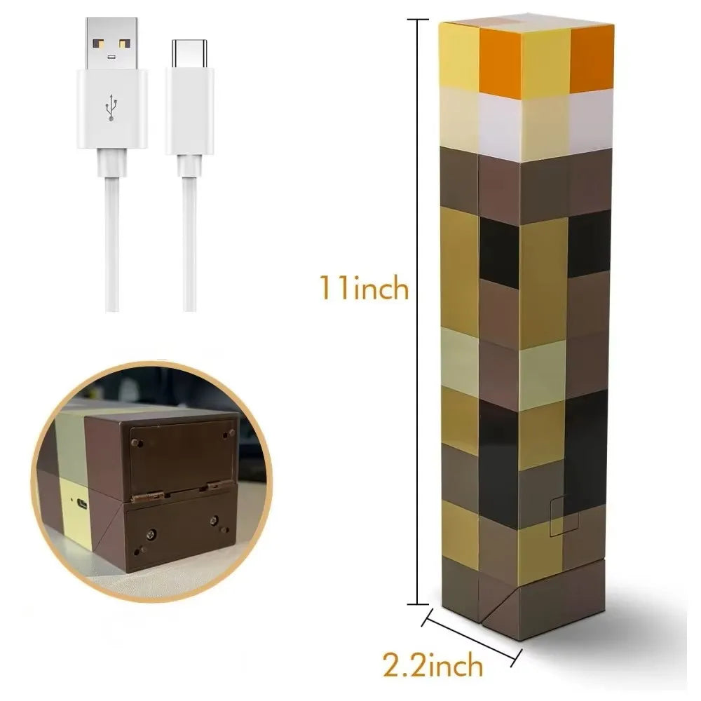 Lampă LED Minecraft – Lanternă USB Reîncărcabilă, Cadou Perfect pentru Copii