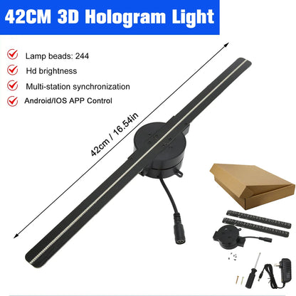 3D Hologram Fan 42CM – Proiector Holografic WiFi, Ideal pentru Store Display & Party