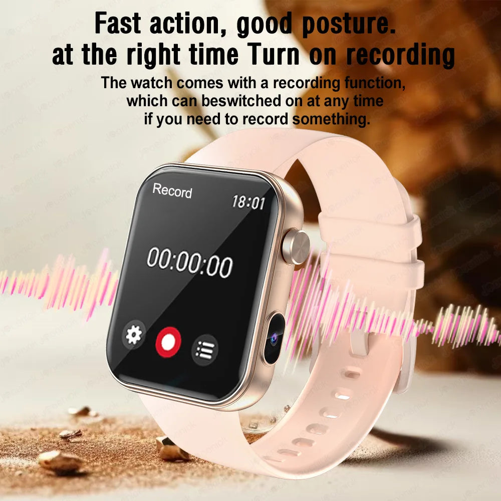 2025 New Smart Watch Men Women Camera Take Photos Record Video Health Monitor Sports Fitness Waterproof BT Call Smartwatch