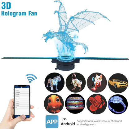 3D Hologram Fan 42CM – Proiector Holografic WiFi, Ideal pentru Store Display & Party