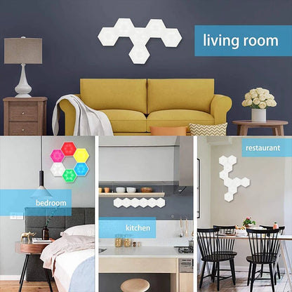 Lumini RGB Hexagonale Smart – Control Touch & Aplicație, Efecte Muzicale