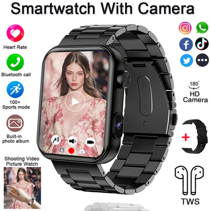 2025 New Smart Watch Men Women Camera Take Photos Record Video Health Monitor Sports Fitness Waterproof BT Call Smartwatch