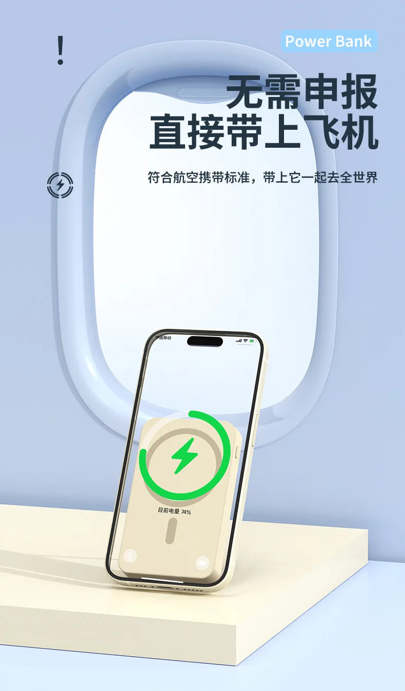 2025 New Magnetic Power Bank Three-In-One 20,000 Mah Self-Contained Cable Super Fast Charging Portable Magsafe Power Bank