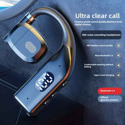 Earhooks Wireless Bluetooth 5.4 Headphones Gaming Sports Headset HiFi Stereo Noise Reduction Earbuds Earphone With Microphone