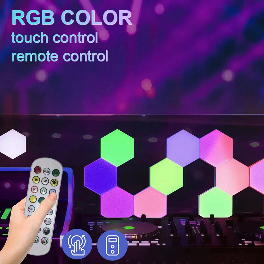 Lumini RGB Hexagonale Smart – Control Touch & Aplicație, Efecte Muzicale