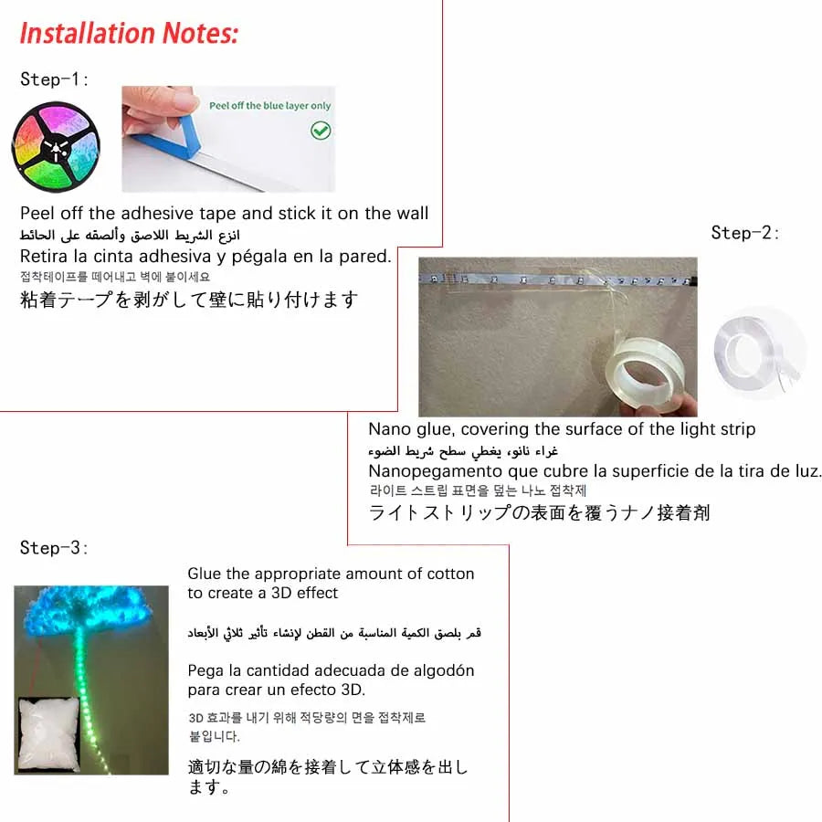 Lumină LED 3D „Cloud Lightning” – 32ft, Bluetooth, Voice Control & Telecomandă