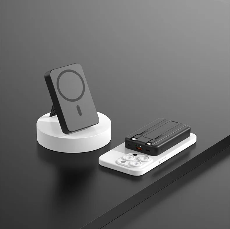 2025 New Magnetic Power Bank Three-In-One 20,000 Mah Self-Contained Cable Super Fast Charging Portable Magsafe Power Bank