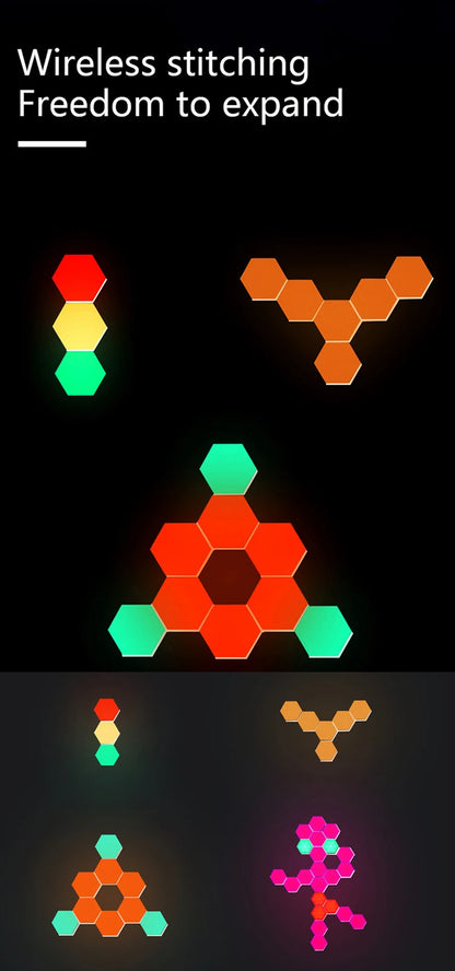 Lumini RGB Hexagonale Smart – Control Touch & Aplicație, Efecte Muzicale
