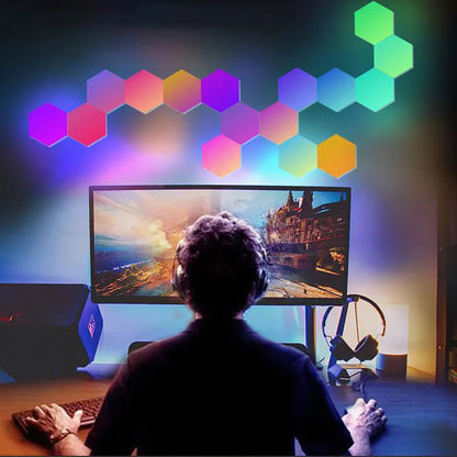 Lumini RGB Hexagonale Smart – Control Touch & Aplicație, Efecte Muzicale
