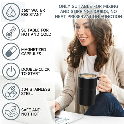 Cana Electrică cu Amestecare Automată – 380ML, Magnetică, Food-Safe, USB