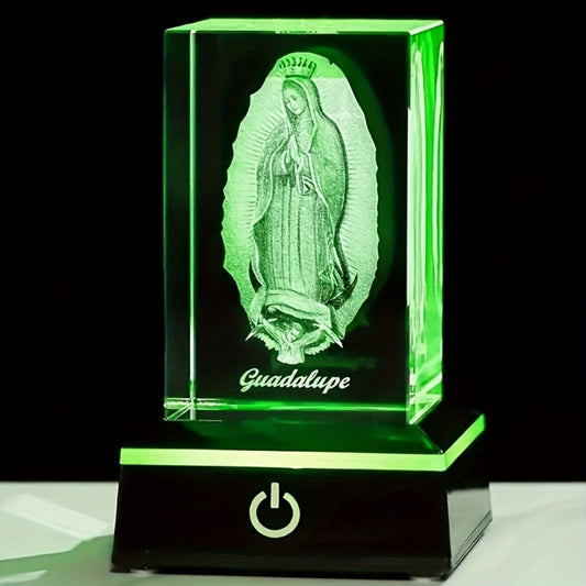 1pc Traditional 3D Our Lady of Guadalupe Crystal Ball with LED Base, Touch-Controlled Fantasy Themed Tabletop Night Light, USB Powered, Adjustable Lighting for Various Room Types, Ideal Christmas & New Year Gift, Decorative L
