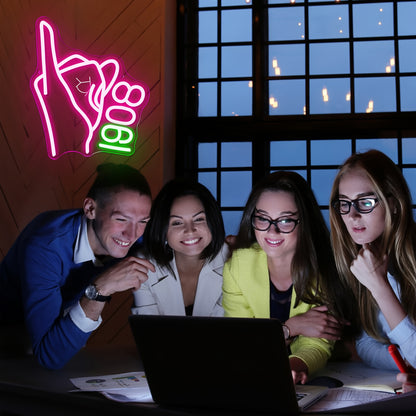 AKA Sorority Neon Hand Gesture Sign, USB Powered Plastic Wall Hanging Neon Light with Dimmable Switch, Multipurpose Paraphernalia Gift for Women, Party Decorative Lighting Without Battery