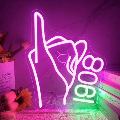 AKA Sorority Neon Hand Gesture Sign, USB Powered Plastic Wall Hanging Neon Light with Dimmable Switch, Multipurpose Paraphernalia Gift for Women, Party Decorative Lighting Without Battery