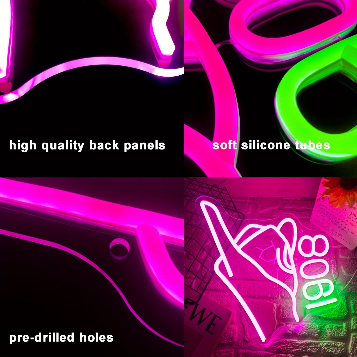 AKA Sorority Neon Hand Gesture Sign, USB Powered Plastic Wall Hanging Neon Light with Dimmable Switch, Multipurpose Paraphernalia Gift for Women, Party Decorative Lighting Without Battery