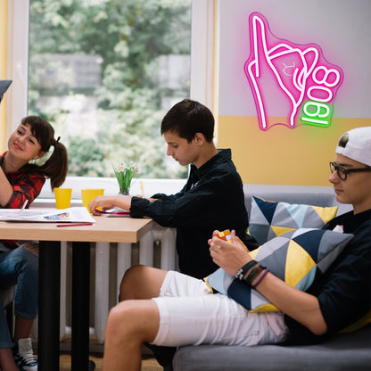 AKA Sorority Neon Hand Gesture Sign, USB Powered Plastic Wall Hanging Neon Light with Dimmable Switch, Multipurpose Paraphernalia Gift for Women, Party Decorative Lighting Without Battery