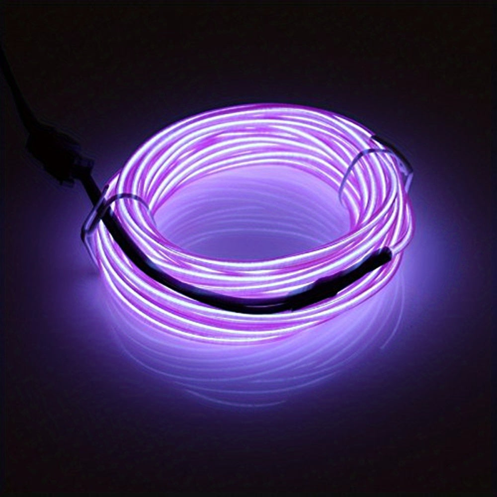 1 Set 5m/16.4ft Vibrant Neon Rope Lights - DIY Decorative Lighting with 360° Illumination, EL Wire, Battery Pack - Perfect for Festival, Halloween, Christmas, Party Decoration