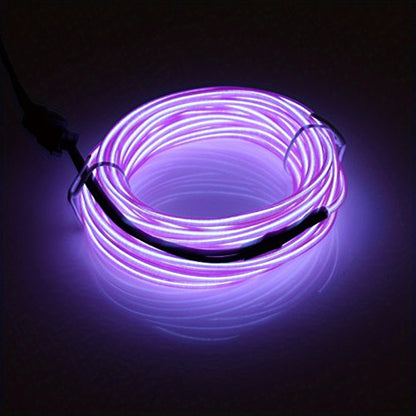 1 Set 5m/16.4ft Vibrant Neon Rope Lights - DIY Decorative Lighting with 360° Illumination, EL Wire, Battery Pack - Perfect for Festival, Halloween, Christmas, Party Decoration